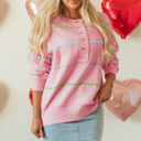  The Mila | Rainbow Stripes Drop Shoulder Henley Sweater