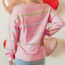  The Mila | Rainbow Stripes Drop Shoulder Henley Sweater