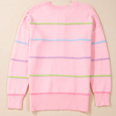  The Mila | Rainbow Stripes Drop Shoulder Henley Sweater