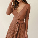  The Rowan | Ribbed Pleated Sweater Wrap Dress