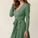  The Rowan | Ribbed Pleated Sweater Wrap Dress