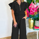  The Nova | Textured Ruffle Top and Wide Leg Pants Set