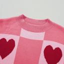  The Poppy | Pink Love Heart Checkered Valentine Knit Sweater