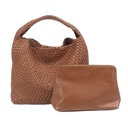 Chocolate The Willow | Large Woven Vegan Leather Tote with Pouch Bag