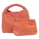 Red Orange The Willow | Large Woven Vegan Leather Tote with Pouch Bag