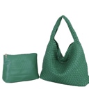 Emerald The Willow | Large Woven Vegan Leather Tote with Pouch Bag