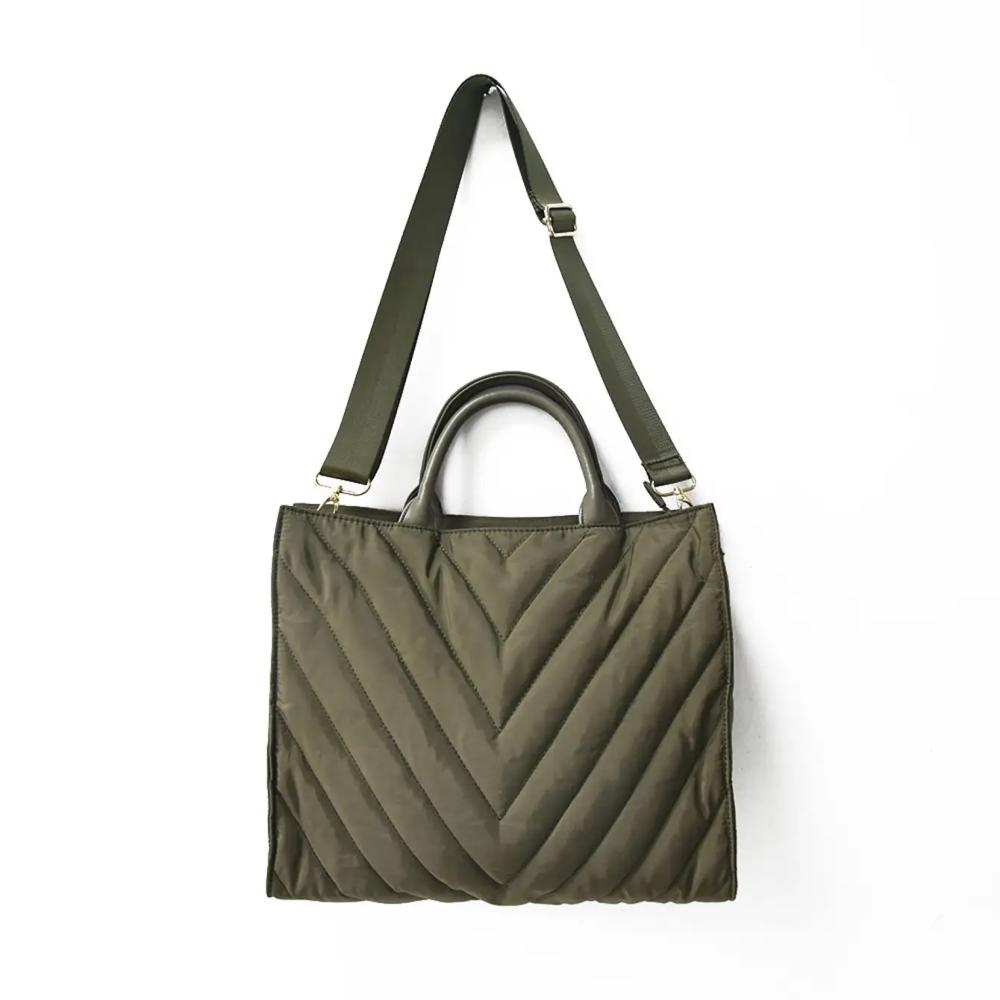 The Carmen | Chevron Stripe Large Puffer Tote