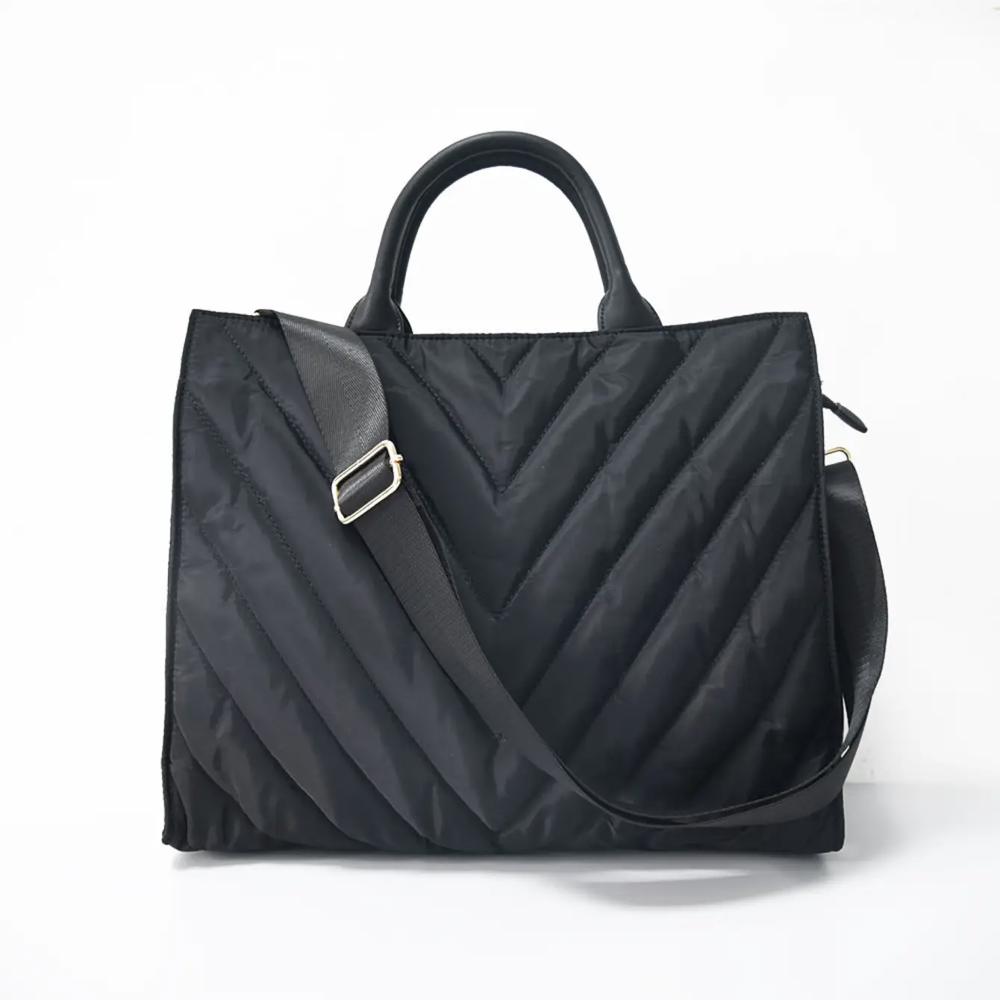 The Carmen | Chevron Stripe Large Puffer Tote