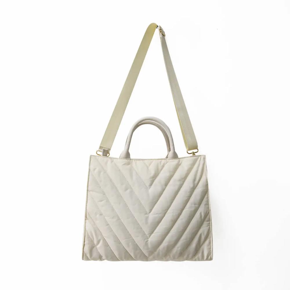 The Carmen | Chevron Stripe Large Puffer Tote