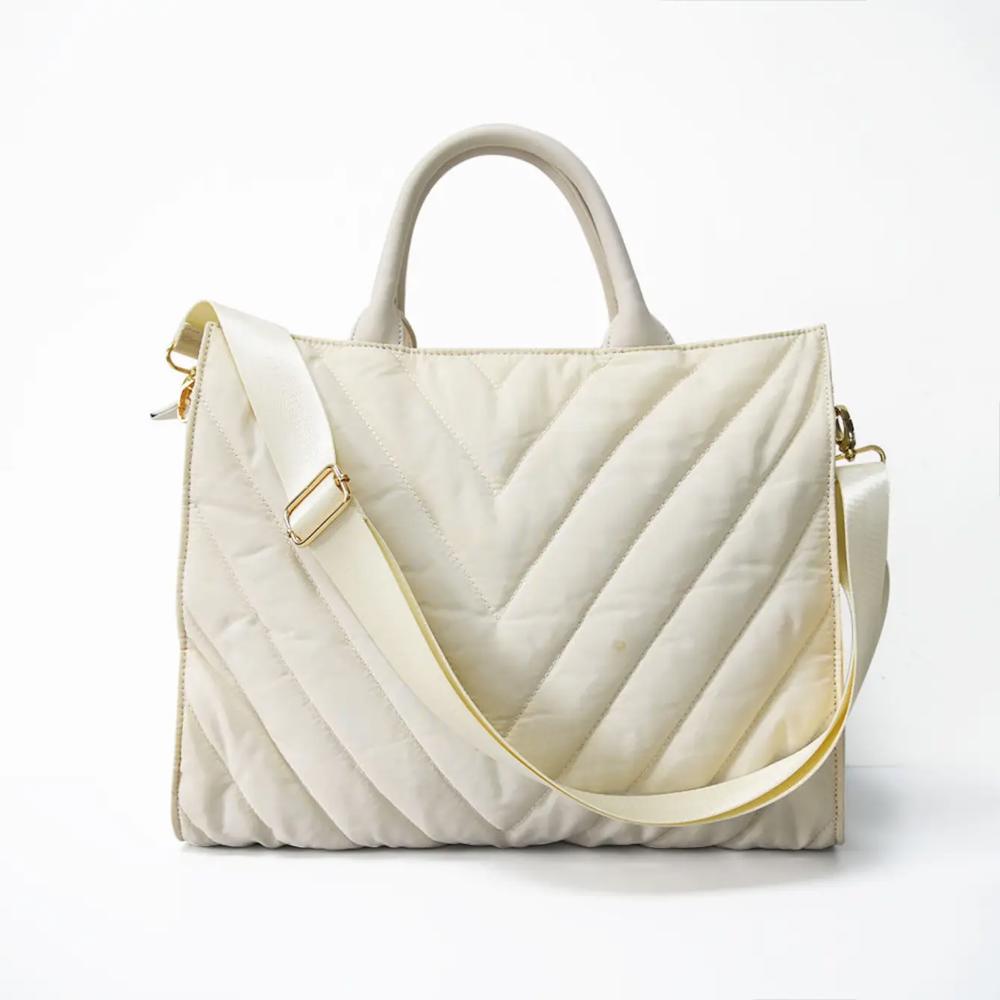 The Carmen | Chevron Stripe Large Puffer Tote