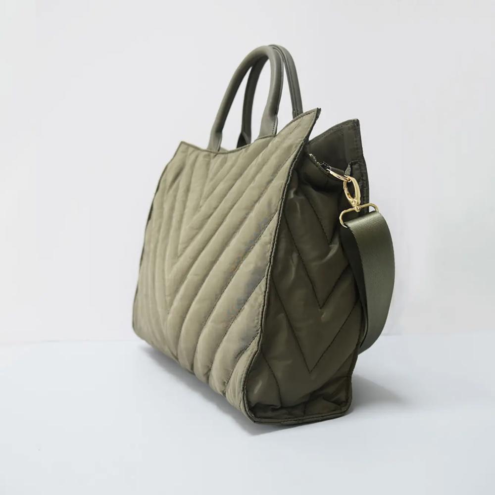 The Carmen | Chevron Stripe Large Puffer Tote