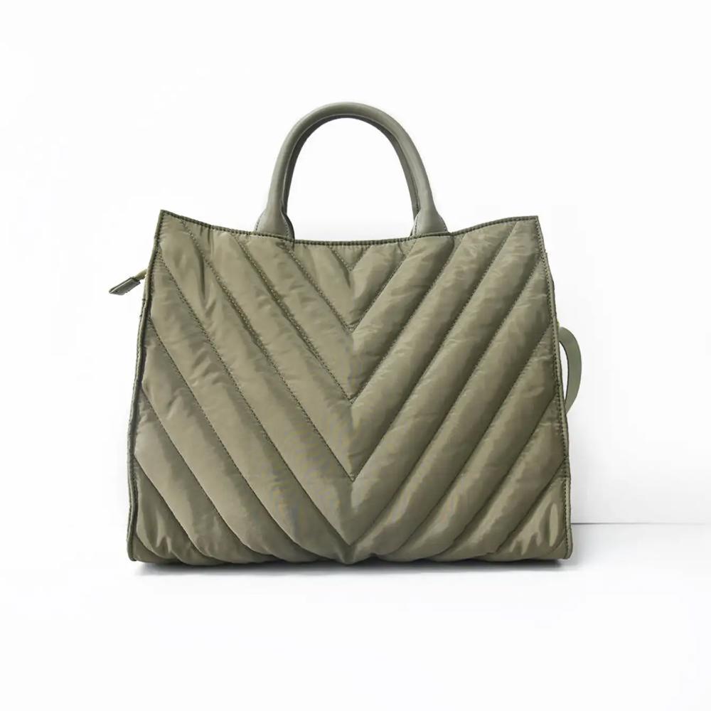 The Carmen | Chevron Stripe Large Puffer Tote