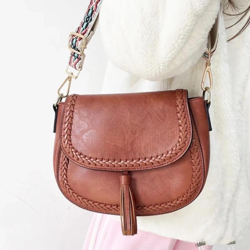 The Eva Saddle Crossbody Bag with Jacquard Strap