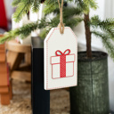 Tree & Present Reversible Christmas Wood Tag