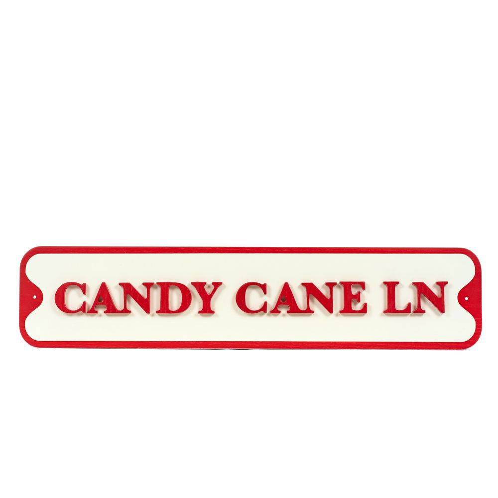 Candy Cane Lane Wood Sign