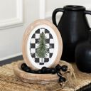 Wood Framed Oval Tree Sign Check Christmas Collection