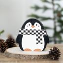 Wood Penguin Cutout Check Christmas Collection