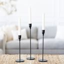 Tall Candle Holders - Set of 3 Black Iron Collection