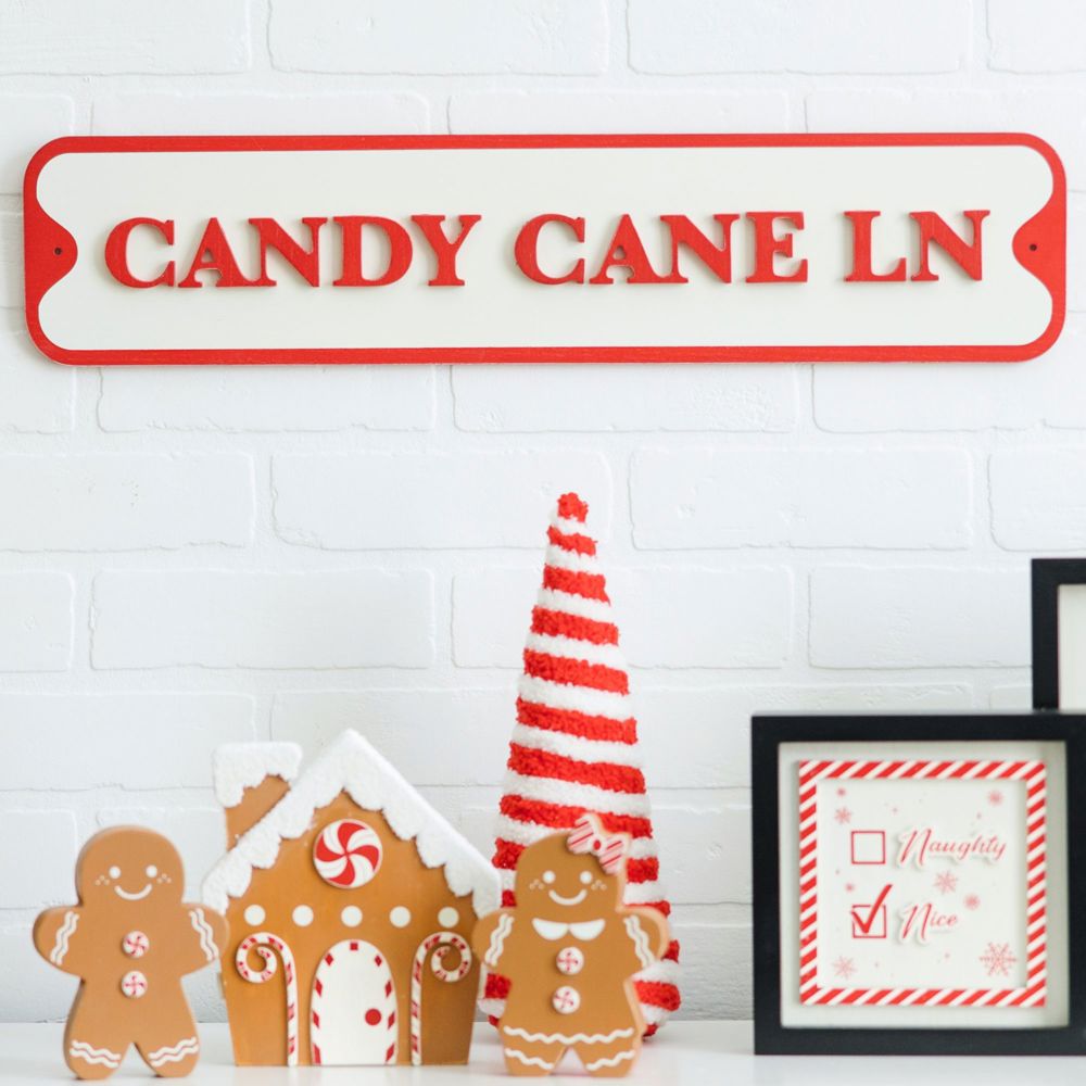 Candy Cane Lane Wood Sign