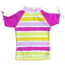 Sun Blossom Stripe 2T Girls 2 Short Sleeve Rashguards
