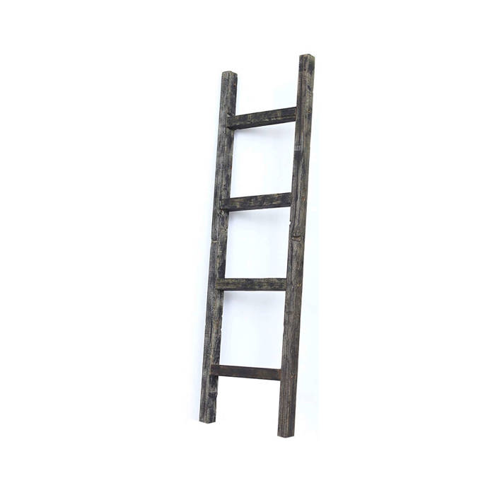 Rustic Farmhouse Reclaimed Wood Decorative Bookcase, Blanket Ladder