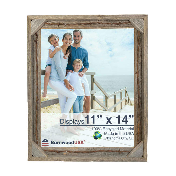 Rustic Farmhouse Signature Barbed Wired Series Reclaimed Wood Picture Frame