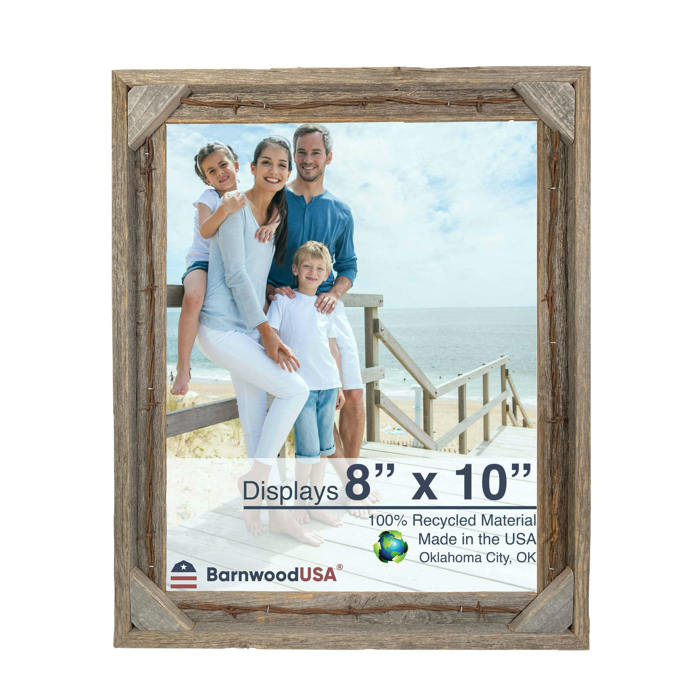 Rustic Farmhouse Signature Barbed Wired Series Reclaimed Wood Picture Frame