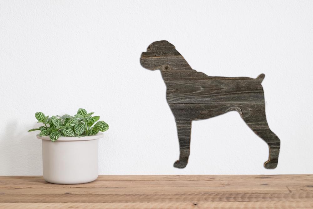 Rustic Farmhouse Boxer Cutout Reclaimed Wood Silhouette