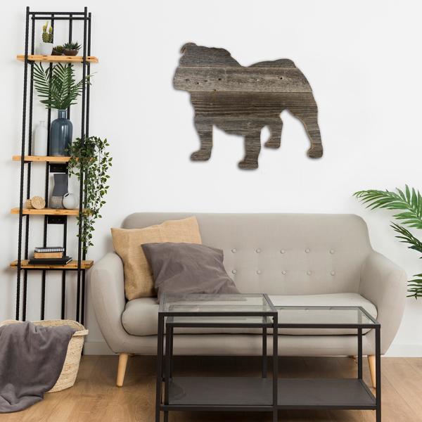 Rustic Farmhouse Bulldog Cutout Reclaimed Wood Silhouette