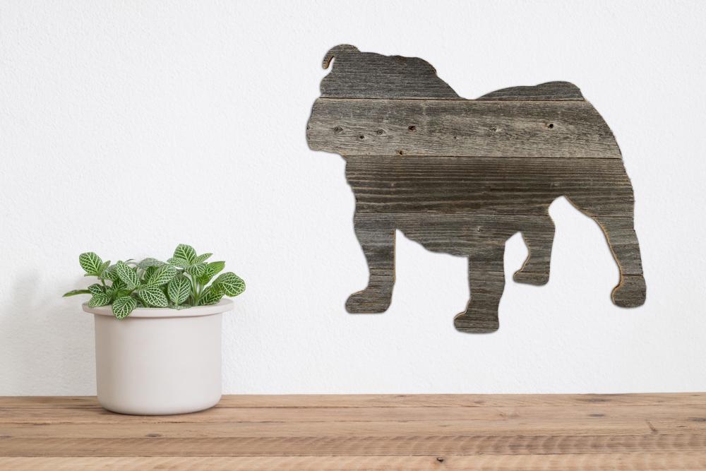 Rustic Farmhouse Bulldog Cutout Reclaimed Wood Silhouette