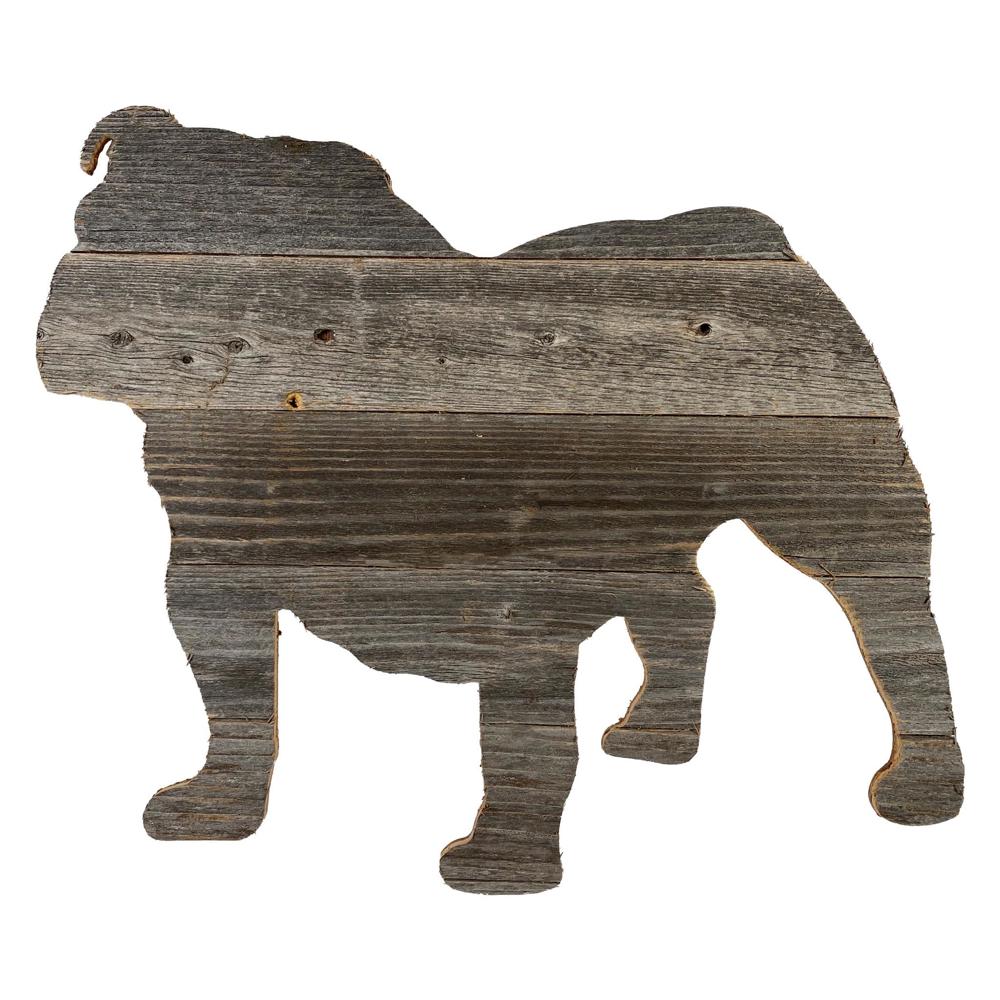 Rustic Farmhouse Bulldog Cutout Reclaimed Wood Silhouette