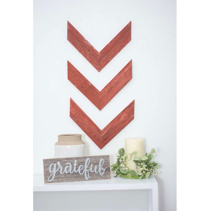 Rustic Farmhouse 11 in. x 14 in. Reclaimed Wood Chevron Arrows (Set of 3)