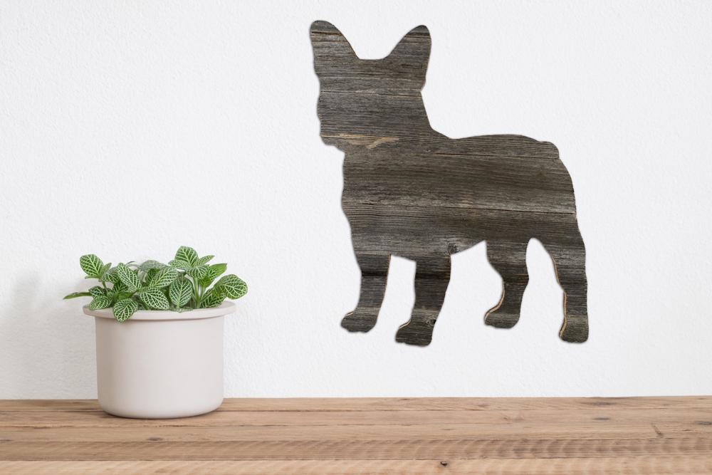 Rustic Farmhouse French Bulldog Cutout Reclaimed Wood Silhouette