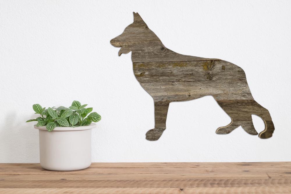 Rustic Farmhouse German Shepherd Cutout Reclaimed Wood Silhouette