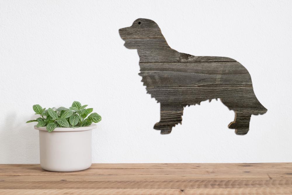 Rustic Farmhouse Golden Retriever Cutout Reclaimed Wood Silhouette