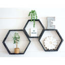 Smoky Black Rustic Farmhouse Floating Reclaimed Wood Hexagon Shelves (Set of 3)