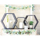 Smoky Black Rustic Farmhouse Floating Reclaimed Wood Hexagon Shelves (Set of 3)