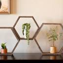 Espresso Rustic Farmhouse Floating Reclaimed Wood Hexagon Shelves (Set of 3)