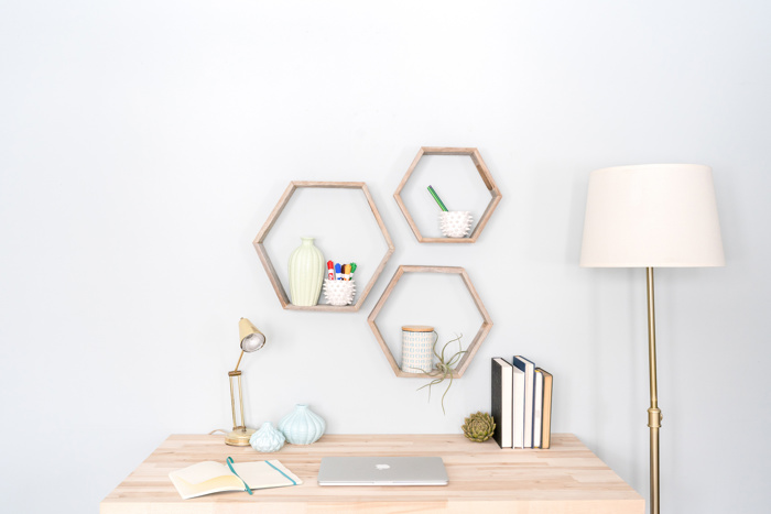 Rustic Farmhouse Floating Reclaimed Wood Hexagon Shelves (Set of 3)