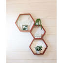 Rustic Red Rustic Farmhouse Floating Reclaimed Wood Hexagon Shelves (Set of 3)