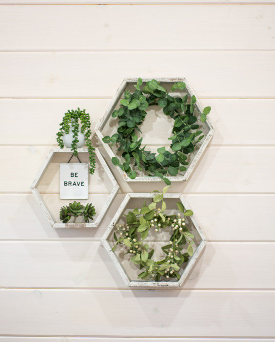 Rustic Farmhouse Floating Reclaimed Wood Hexagon Shelves (Set of 3)