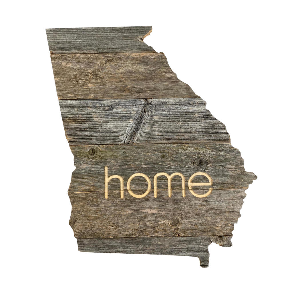 Rustic Farmhouse Reclaimed Wood Home State Wall Sign