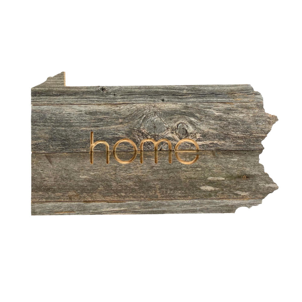 Rustic Farmhouse Reclaimed Wood Home State Wall Sign