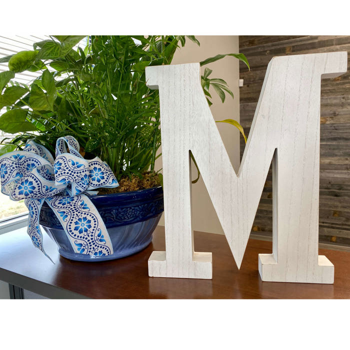 Decorative Free Standing White Decorative Monogram Wood Letter