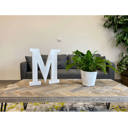 White Wash M Decorative Free Standing White Decorative Monogram Wood Letter