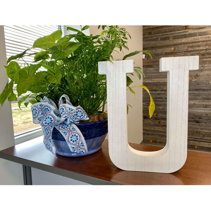 Decorative Free Standing White Decorative Monogram Wood Letter