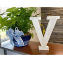 White Wash V Decorative Free Standing White Decorative Monogram Wood Letter