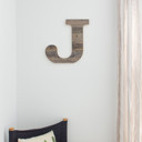 Weathered Gray J Rustic Farmhouse Large 16in Decorative Monogram Wood Letter