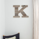 Weathered Gray K Rustic Farmhouse Large 16in Decorative Monogram Wood Letter