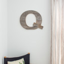 Weathered Gray Q Rustic Farmhouse Large 16in Decorative Monogram Wood Letter